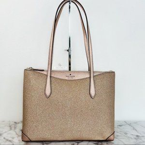Kate Spade Shimmy Lola Greta Joeley Glitter Large Tote Shoulder Bag Roseā¦